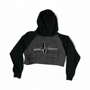 PurDancewear Cropped Hoodie Black and Gray Heartbeat Design Size M 10/12